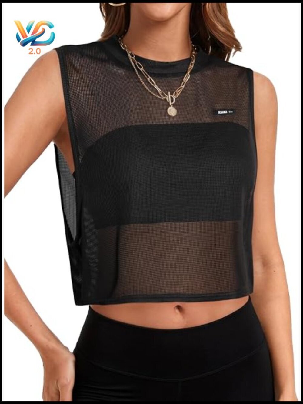 Cropped Tank Top Open Side Sleeveless Crewneck Activewear Y2K Crop Top